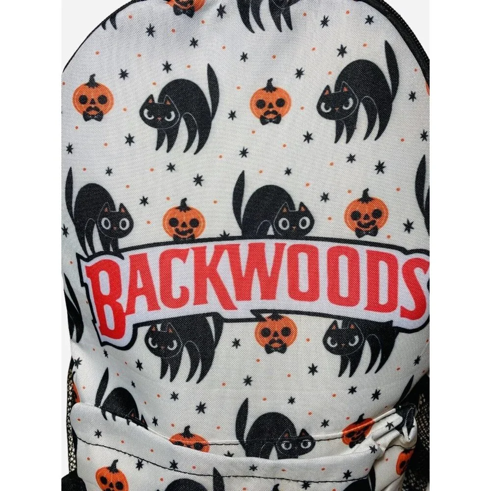 Backwoods Halloween Backpack Bag Black‎ Cat Pumpkin Jack O Lantern Bookbag